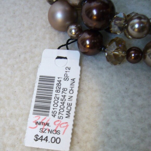 White House Black Market Beaded Gemstone Wrap Bracelet Gold / Bronze - Picture 3 of 4